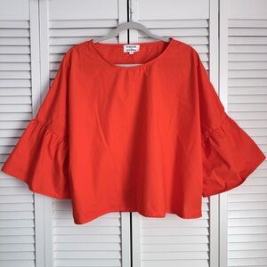 Chloe Stora Amelie Blouse Cotton Poplin Bell Sleeve Top Oversized Size 40 Medium